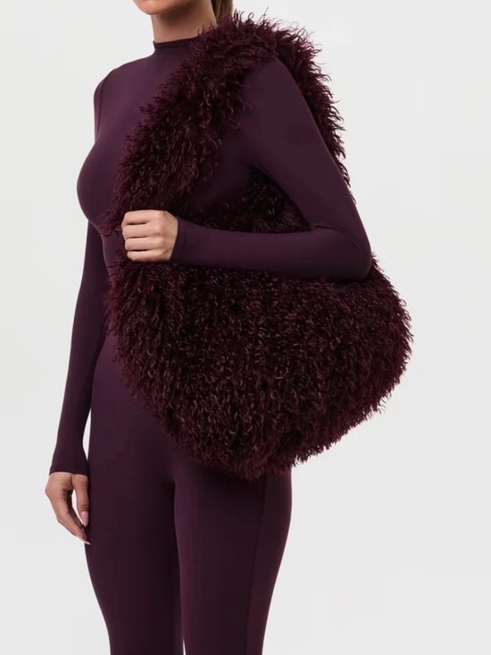 naked wardrobe Handbags - Naked Wardrobe Fur Plush Bag Shoulder Tote Dark Plum Purple New NWT Fluffy
